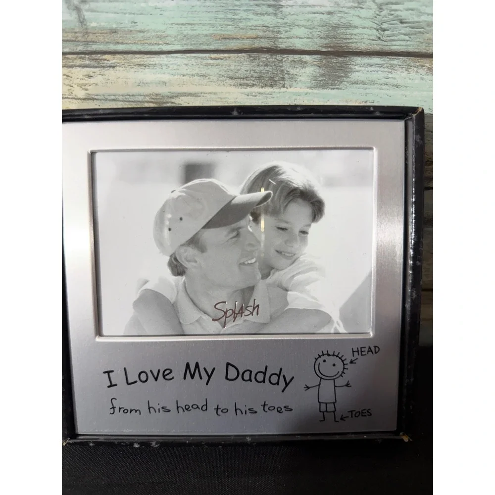 Splash Picture Frame 4x6 Silver NEW I‎ Love My Daddy Metal Tabletop KC293